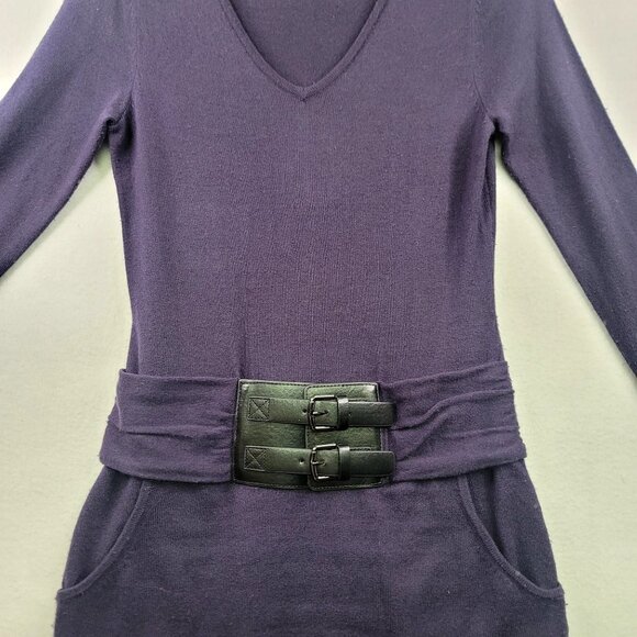 New York & Company Purple Knit Sweater Dress W/ Belt Small *Callout - Picture 2 of 11